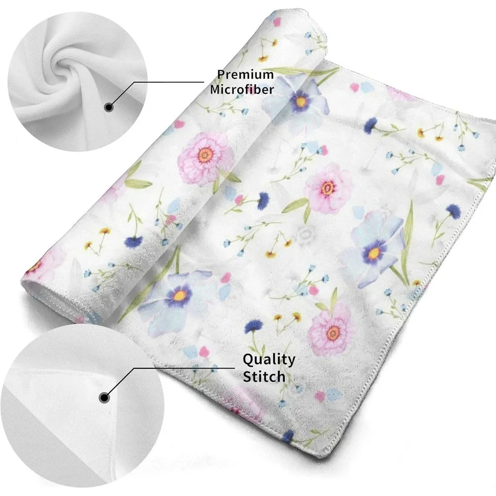2Pc Blue‎ Swimmer Microfiber Hand Towel Set Graphic Print 28x14.5 Quick Dry
